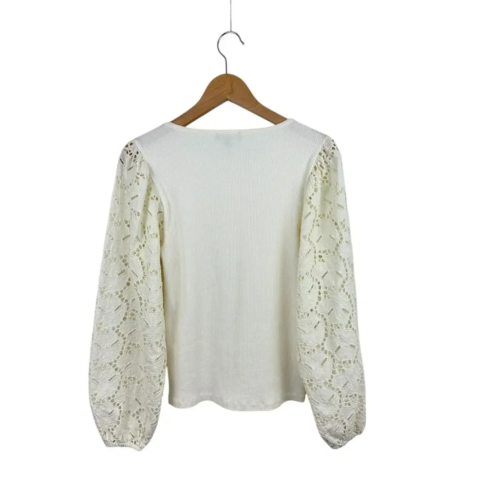 J. Crew Ribbed Tee with Eyelet Sleeves